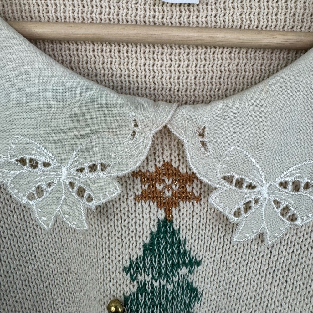 Sweater Loft New York Vintage Ugly Christmas Sweater 1980s Peter Pan Collar M - Picture 11 of 14